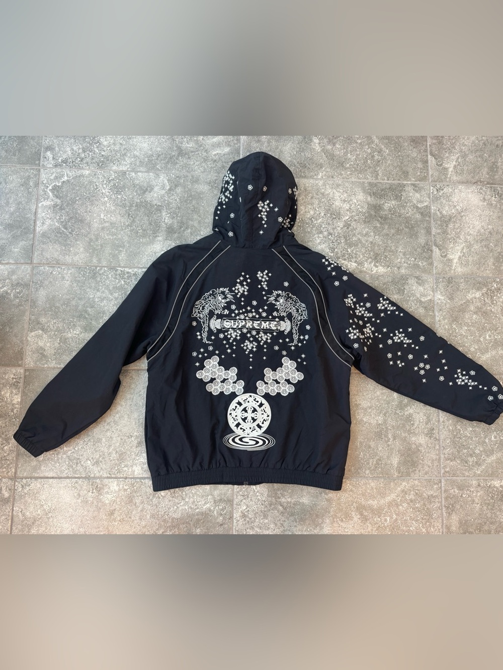 Supreme x AOl Glow-In-The-Dark Track Jacket in 'black jacket men’s XL